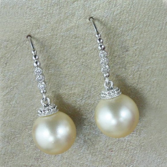 "Dainty Hot Silver Plated Exclusive Pearl Earrings for Women, - Picture 6 of 7